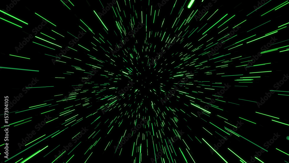 Wall mural abstract of warp or hyperspace motion in blue star trail. exploding and expanding movement. illustra