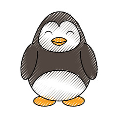 cute color scribble penguin cartoon graphic design