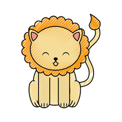 cute color scribble lion cartoon graphic design