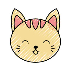 cute scribble cat face cartoon graphic design