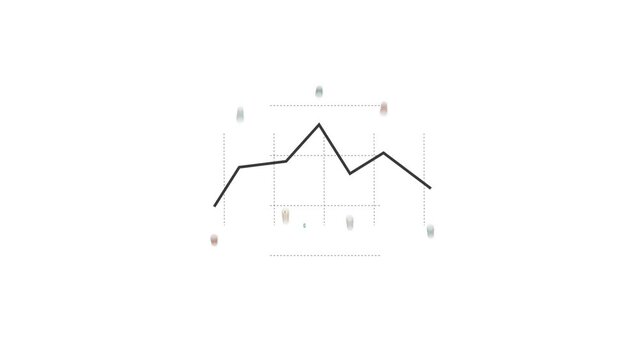 Abstract infographics motion design - diagrams, graphs, histograms, numbers, symbols, transforming into each other. Loop animation with alpha channel.