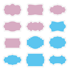 Set of vintage stickers border in frame for messages.