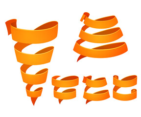 Set of orange retro ribbons and labels