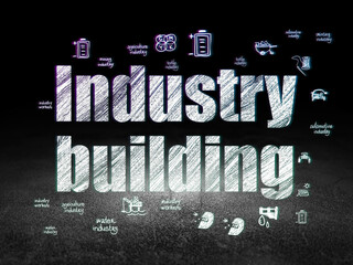 Industry concept: Industry Building in grunge dark room
