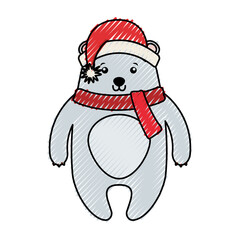 cute scribble christmas bear cartoon vector graphic design