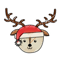 cute scribble christmas deer face cartoon graphic design