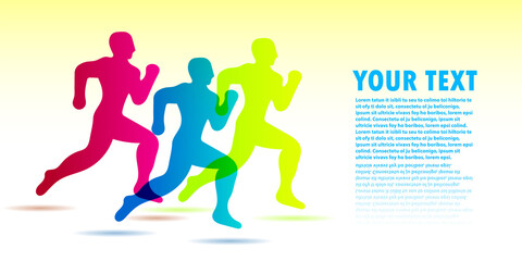 Running marathon, people run, colorful poster