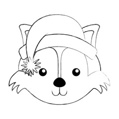 cute line icon christmas fox face cartoon graphic design