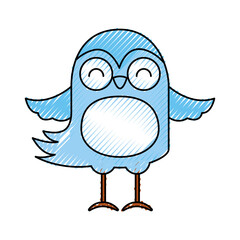 cute scribble blue bird cartoon graphic design