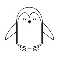 cute line icon penguin cartoon graphic design