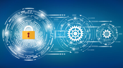 technology background  with gear in  circle white colo on full color background, for you design or use for website and  business presentation,vector design element illustration