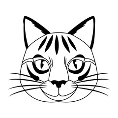 cute head cat, feline striped character. vector illustration.