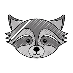 cute scribble raccoon face cartoon vector graphic design