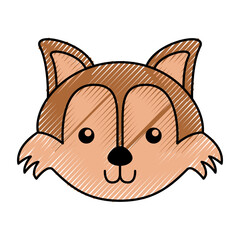 cute scribble fox face cartoon graphic design