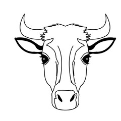 Spotted cow vector illustration set. Cute farm cattle domestic animal collection.