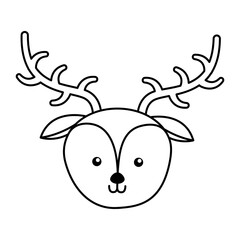 cute line icon deer face cartoon graphic design