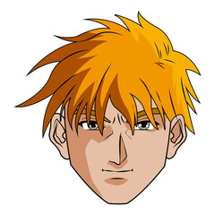 anime style male character head vector illustration