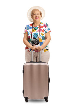 Elderly tourist with a suitcase