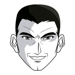 anime style male character head vector illustration