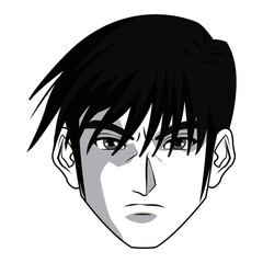 anime style male character head vector illustration