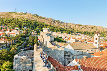 Fototapeta na wymiar Panorama of Old city with fortress walls in Dubrovnik