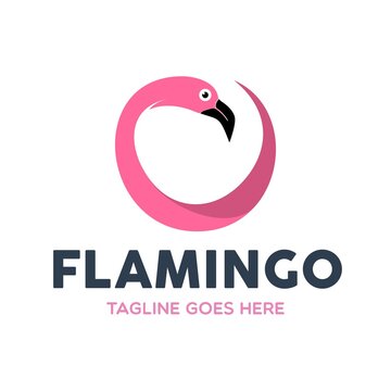 Unique Flamingo Logo Template