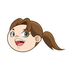 cute face girl child laughing funny image vector illustration