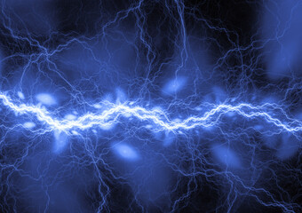 Blue lightning, abstract plasma background