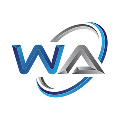 Simple initial letter logo modern swoosh WA