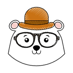 cute scribble vintage bear face cartoon graphic design