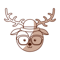 cute shadow vintage deer face cartoon graphic design
