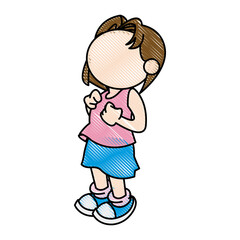 cheerful child girl active- faceless vector illustration
