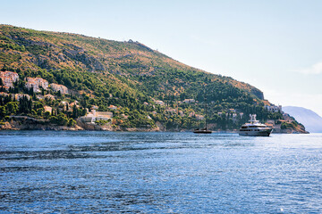 Fototapeta premium Luxury yachts at Lokrum Island at Adriatic Sea