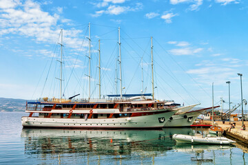 Ship at harbor in Adriatic Sea in Omis