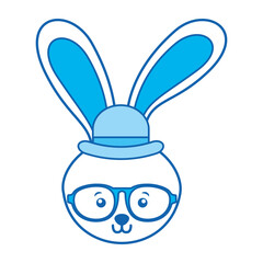 blue icon vintage rabbit face cartoon graphic design