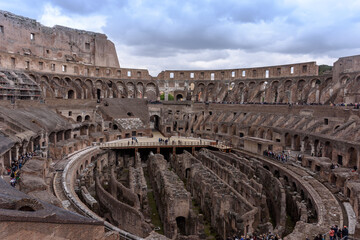 Fototapeta na wymiar The old Colosseum in Rome, the gladiators fight