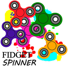 Obraz premium Hand spinner flat vector illustration. Hand spinner tricks