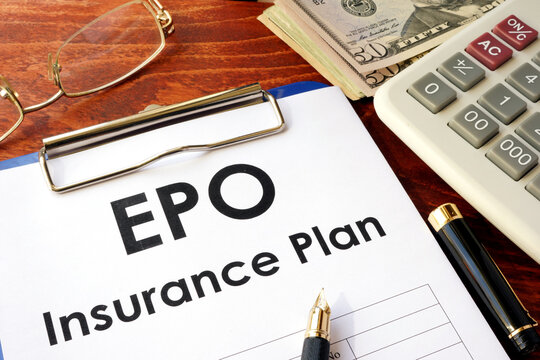 EPO Insurance Plan on a table. (Exclusive Provider Organization)
