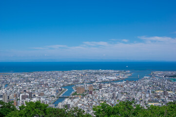 徳島県徳島市街並み　眉山公園から撮影　徳島県庁方向