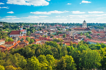 Fototapeta na wymiar Panoramic view on Vilnius cityscape with churches