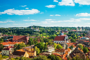 Fototapeta na wymiar Panoramic view of Vilnius cityscape with churches