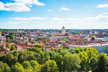 Fototapeta na wymiar Panorama of Vilnius cityscape with churches