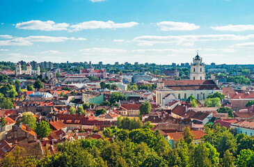 Fototapeta na wymiar Panorama of Vilnius cityscape and churches
