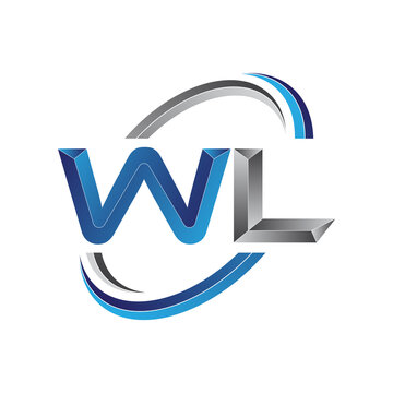 Simple initial letter logo modern swoosh WL