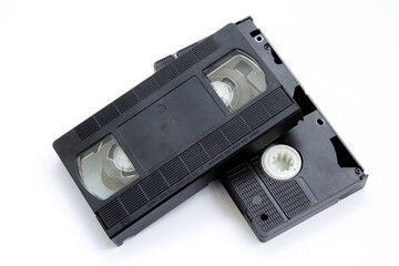 vhs tapes on white background