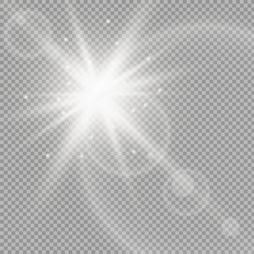 Sunlight, special lens flare, light effect. Sun flash with rays and spotlight. illustration.