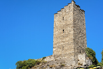 Fototapeta na wymiar Tower of Majorie Castle at Sion Valais Switzerland
