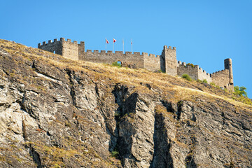 Tourbillon castle on hill at Sion Valais Switzerland
