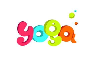Yoga funny colorful letters. Yoga studio logo concept. Vector illustration