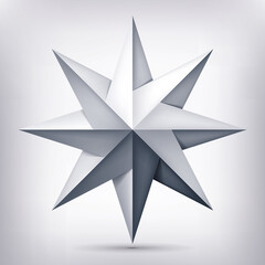 Volume eight-pointed twisted star, 3d object, geometry shape, mesh version, abstract vector 